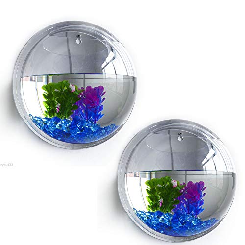 MeiBoAll Wall Fish Bowl, 230ML Wall Fish Bubble Hanging Clear Acrylic Betta Fish Tank Wall-Mounted Aquarium Wall Plant Pot Decoration Planter