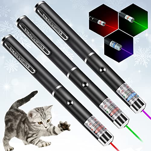 MEUSNO Laser Pointer, Laser Pointer Cat Toys for Indoor Cats, 3 Pack Laser Pointer Pen for Cats Dogs Pet Laser Toy Indoor Interactive Chase Cat Toy Lazer Pointer Pen Tease Cat Laser Light 9343