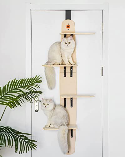 MEWOOFUN 4-Levels Door Hanging Cat Climber Door Mounted Vertical Cat Tree Tower with Carpeted Plank for Indoor Cats (Door Mounted-67.3" H X 22.3" L X 10.5”W)