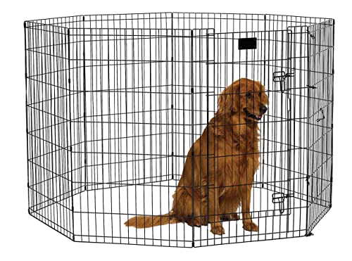 MidWest Homes for Pets Foldable MetalDog Exercise Pen / Pet Playpen, Black w/ door, 24'W x 42'H