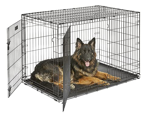 MidWest Homes for Pets Newly Enhanced Single & Double Door iCrate Dog Crate, Includes Leak-Proof Pan, Floor Protecting Feet, Divider Panel & New Patented Features