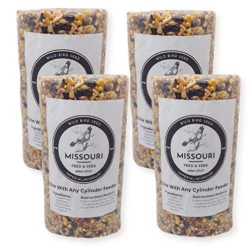 Missouri Feed and Seed Wild Bird Seed Cylinders for Outside Wild Birds with Hole Pack of 4