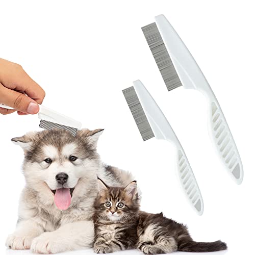 Multifunctional Pet Hair Comb Tear Stain Removal, 2023 New Magic Pets Grooming Comb Kit for Small Dogs Puppies, 2 in 1 Dog Combs Tooth Stainless Grooming Massage Dual-Sided Comb (White)