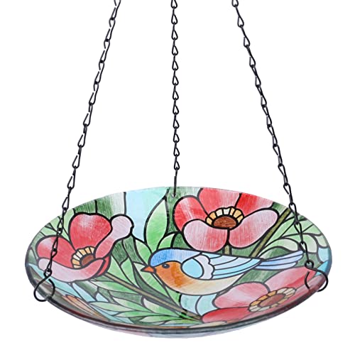 MUMTOP Hanging Bird Bath - Glass Bird Bath, Hummingbird Bird Baths for Outdoors, Bird Feeders for Garden and Patio Decor