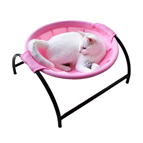 Naivedream Summer Mesh Cat Hammock Bed Breathable Cat Tree Hammock Pet Cot Bed Playground for Kittens Kitties Puppies Small Pets, Detachable Cover, Stable Iron Frames, Easy to Clean Machine Washable