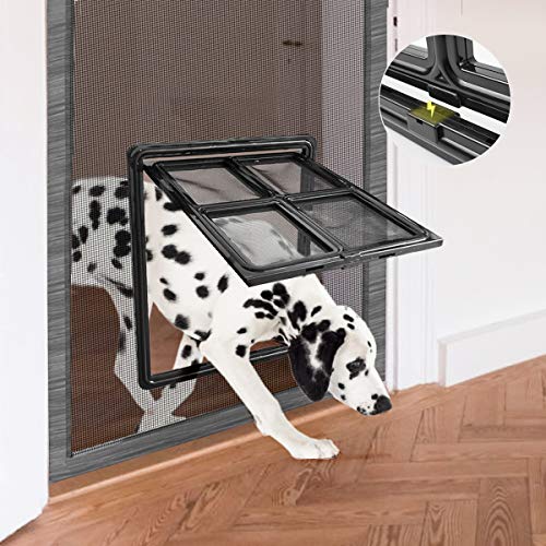 NAMSAN Pet Door for Screen Door Sliding Dog Screen Door Inner Size 12 x 16 inches Lockable Doggy Door Magnetic Automatic Closing