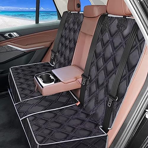 njnj Back Seat Cover Protector for Kids - Waterproof Bench Dog Car Seat Cover Compatible for Middle Seat Belt, Nonslip, Strong Durable Dog Seat Cover, Universal Size Fits for Cars, Trucks & SUVs