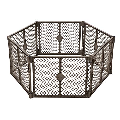 North States MyPet Petyard 6-Panel Pet Enclosure: Made in USA, Create A Safe Play Area for Your Pet Anywhere. Freestanding 18.5 Sq. Ft. Enclosure (26" Tall, Fieldstone)