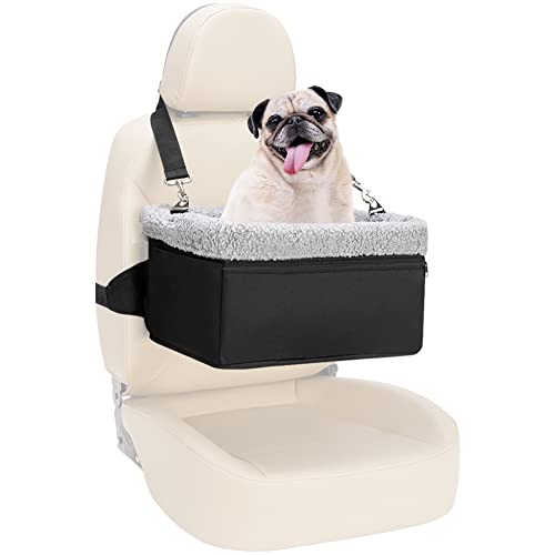 NOVOLAB Dog Car Seat for Small Dogs, Dog Booster Seat with Metal Frame Construction Double-Layer Oxford Puppy Car Seat with Safety Leash, Perfect for Small Pets Dogs Cats up to 20lbs