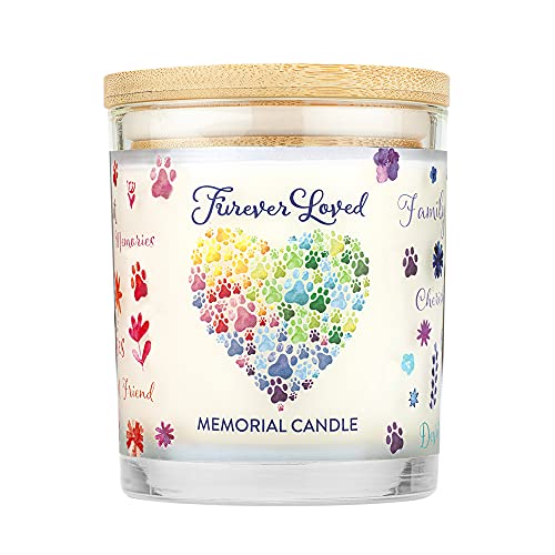 One Fur All - Pet Memorial Candle - Furever Loved Pet Eco-Friendly Natural Soy Wax Candle, Non-Toxic & Paraffin-Free Reusable Glass Jar Candle, Cat & Dog Memorial Candle, Up to 60 Hours Burn Time