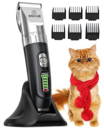 oneisall Cat Hair Trimmer,Quiet Cat Clippers for Matted Hair,Cordless Cat Grooming Kit with Comb,3 Speed Cat Shavers for Matted Long Hair