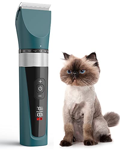oneisall Grooming Clippers Kit for Matted Long Hair, 5-Speed Cordless Low Noise Pet Hair Clipper Trimmer Shaver for Dogs Cats Animals (Green)