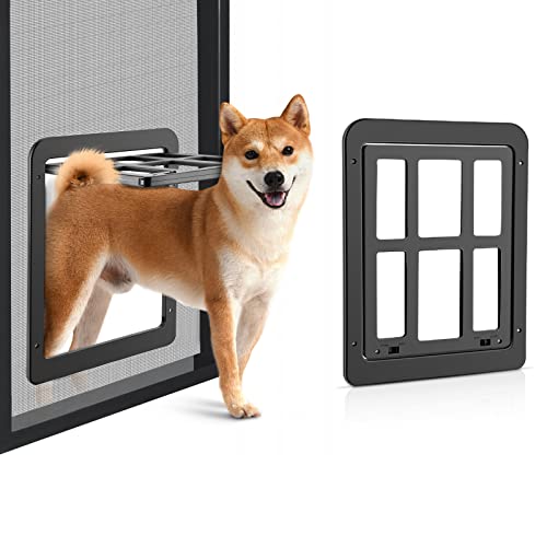 Ownpets Dog Screen Door, Inside Door Flap 11x13 Inch Lockable Pet Screen Door Magnetic Closure Sturdy Doggie Door for Screen Door(Black)