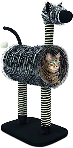 PATHOSIO Pets New 2023 Safari Activity Cat Tree Condo with Scratching Posts, Activity Tower Cat Play House Furniture - Zebra