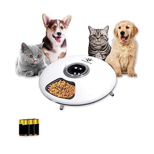 PawfessionalCare Automatic Cat Feeder 6 Meals Pet Food Dispenser with Programmed Timer Automatic Pet Feeder with Voice Reminder, with Battery and USB Cable for Cats and Small to Medium Dogs