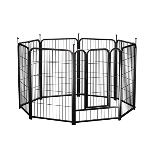 PawGiant Dog Fence Playpen 24”/32”/40” Dog Pen Indoor Outdoor for Small/Medium/Large Dogs, Metal Pet Dog Puppy Cat Play Pen Exercise Fencing Gate Crate Cage Outside for RV, Camping, Yard, Garden
