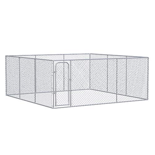 PawHut 227.7 Sq. Ft. Dog Playpen Outdoor, Walk-in Dog Run Kennel Puppy Exercise Pen with Galvanized Steel Frame, for Small and Medium Dogs, 15.1' x 15.1' x 6'