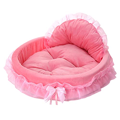 pawstrip Pink Dog Bed Washable Princess Cat Couch Soft Plush Pet Sofa Nest Mat Snuggle Puppy Cave Beds Cute Cozy Kitten Doggy Kennel Cushion Small Medium Dogs Cats Sleeping Pad (S, Pink)