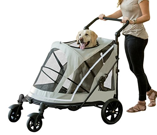 Pet Gear NO-Zip Pet Stroller with Dual Entry, Push Button Zipperless Entry for Single or Multiple Dogs/Cats, Pet Can Easily Walk In/Out, No Need to Lift Pet, Gel-Filled Tires, 1 Model, 2 colors