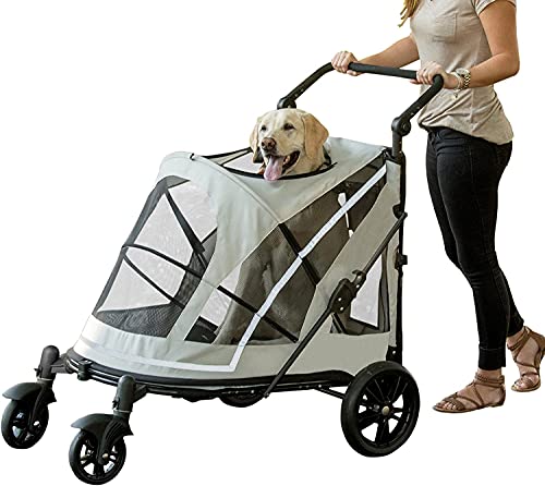 Pet Gear NO-Zip Pet Stroller with Dual Entry, Push Button Zipperless Entry for Single or Multiple Dogs/Cats, Pet Can Easily Walk in/Out, No Need to Lift Pet, Gel-Filled Tires, 1 Model, 2 Colors