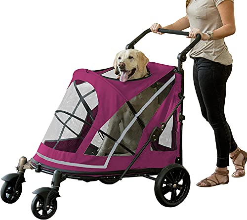 Pet Gear NO-Zip Pet Stroller with Dual Entry, Push Button Zipperless Entry for Single or Multiple Dogs/Cats, Pet Can Easily Walk in/Out, No Need to Lift Pet, Gel-Filled Tires, 1 Model, 2 Colors