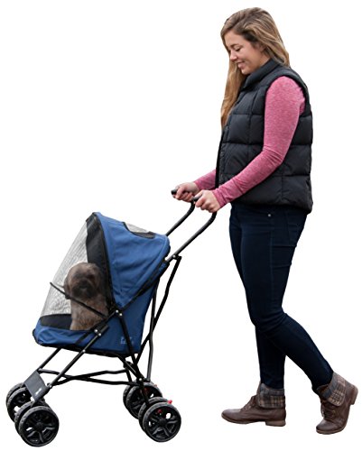 Pet Gear Travel Lite Plus Stroller, Compact, Easy Fold, No Assembly Required, Large Wheels for Cats and Dogs up to 15 pounds, 3 Colors