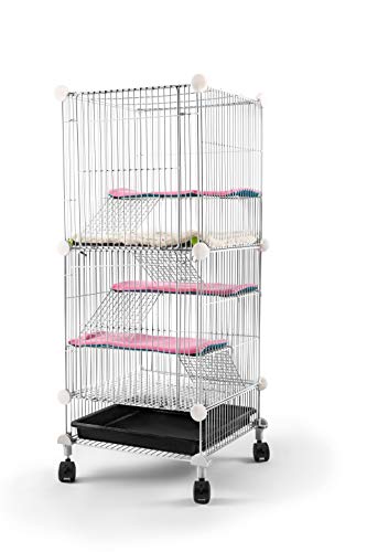 Pet Hutch Cages for Hamster, Rat or Other Small Animals Indoor, Expandable and Stackable, 14x14x28 in