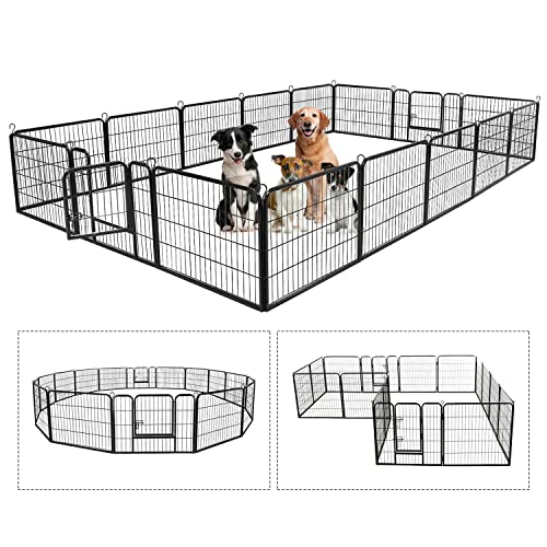Pet Playpens for Dogs, Foldable Metal Indoor Outdoor Pet Fence Barrier, 16 Panels 40(H) Inches High Exercise Heavy Duty Pet Playpen with Lockable Double Door Dog Fence for Large Medium Small Animals