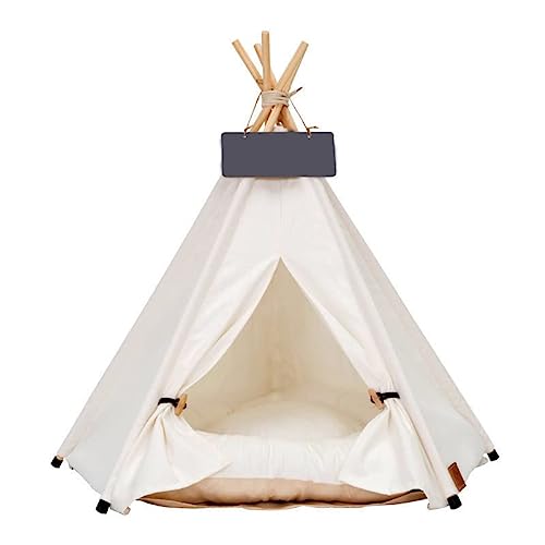 Pet Teepee Dog & Puppy Cat Bed Portable Houses with Thick Cushion for Pets Up to 15lbs