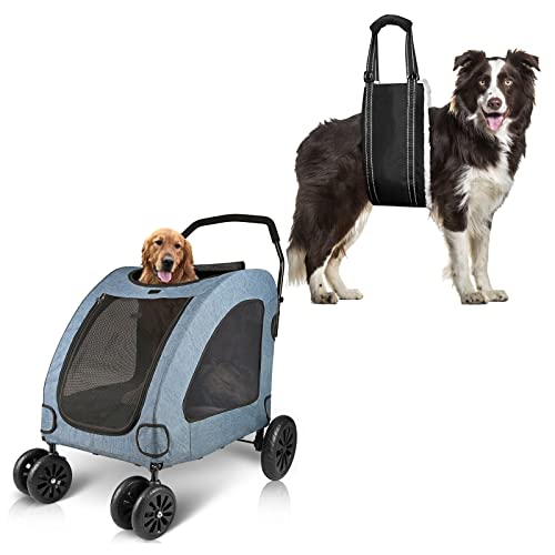 Petbobi Dog Stroller for Large Pet and Dog Sling for Back Legs Female Dogs Bundle