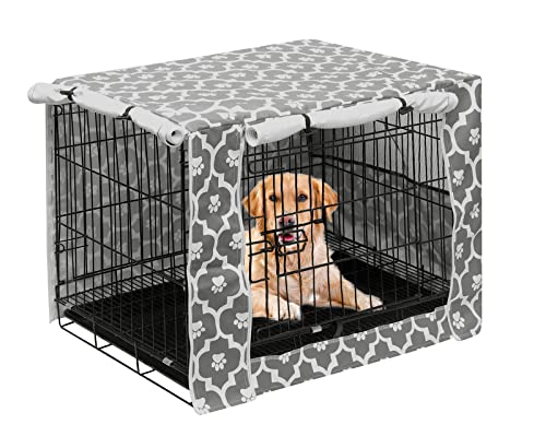 Pethiy Dog Crate Cover Durable Polyester Pet Kennel Cover Universal Fit for Wire Dog Crate - Fits Most 42 inch Dog Crates - Cover only-Gray Soles-42