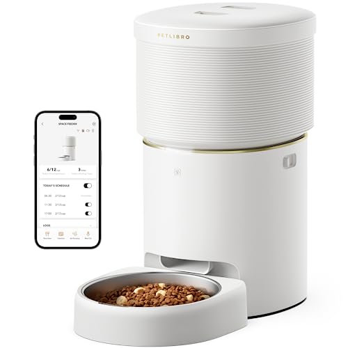 PETLIBRO Vacuum-Sealed Automatic Cat Feeders, 8L/34Cups Automatic Dog Feeder with 5G Wi-Fi, Automatic Cat Food Dispenser for Airtight Storage, Space Pet Feeder with 187mm Large Food Tray for Cat & Dog