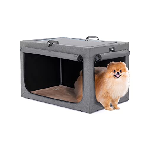 Petsfit 24inch Portable Dog Crate with Thicken Plush Mat-Foldable Design + Adjustable The Tightness of The Cloth, Dog Crates