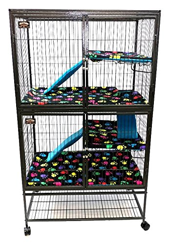 Piggy BedSpreads Fleece Liners for Ferret Nation Critter Nation Cage (Double, Paws)