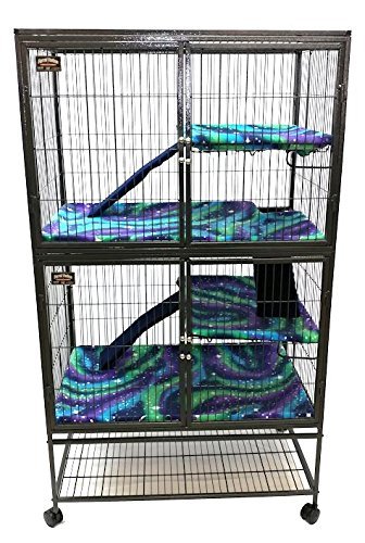 Piggy BedSpreads Fleece Liners for Ferret Nation Critter Nation Cage (Double, Northern Lights) Cage Not Included