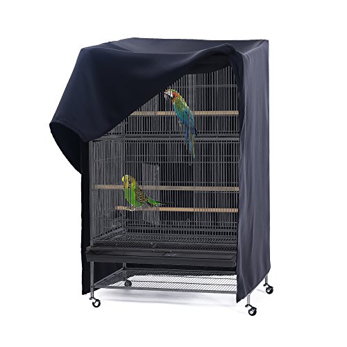 PONY DANCE Pets Product Universal Birdcage Cover Blackout & Breathable Birdcage Cover for Pets' Good Night, Large, Black, 35 L x 25 W x 47 in H