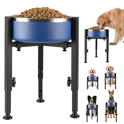 PROERR Single Dog Bowl Stand,Tall Dog Food Stand Adjustable Wide 7-11" Heights 14.5",Metal Elevated Dog Bowl Holder Raised Water Feeder for Medium,Large Dog(Bowl Not Included)