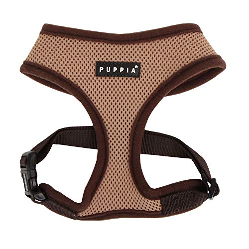 Puppia Soft Dog Harness No Choke Over-The-Head Triple Layered Breathable Mesh Adjustable Chest Belt and Quick-Release Buckle, Beige, X-Large