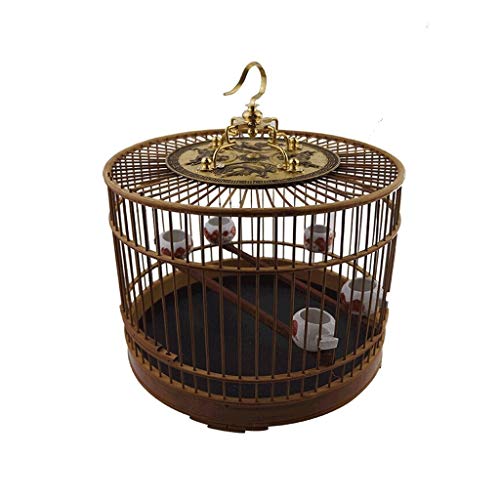 RAZZUM Large Bird Cage Indoor and Outdoor Bird Cage Bamboo Luxury Bird Villa Chinese Style Retro Design Diameter 29cm Parrot cage
