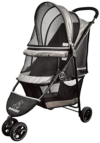 ROODO Escort 3 Wheel Pet Strollers Small Medium Dogs Cat Kitty Cup Holder Lightweight Travel System Foldable