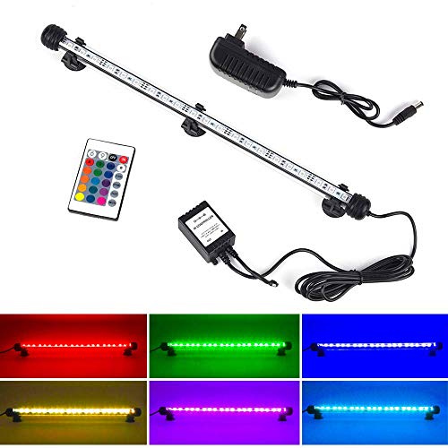 S SMIFUL LED Aquarium Lights, Underwater Fish Tank Light Waterproof RGB Color Changing Submersible Remote Control Sucker Hang Lights Background Wall Decor Lighting, 15"