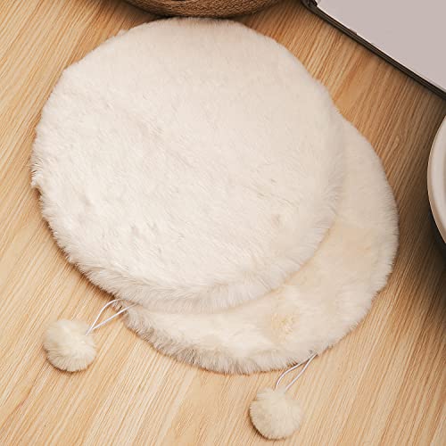 SHENGOCASE 2-Pack 15.7" Round Faux Rabbit Fur Cat Dog Bed Cushion Pad Mat, Cat Tree Tower Replacement Cushion Pad, Pad for Window Perch, Cat Dog Carrier House Cage Crate Kennel Furniture