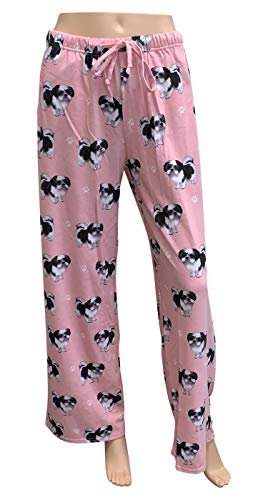 Shih Tzu Unisex Lightweight Cotton Blend Pajama Bottoms – Super Soft and Comfortable – Perfect for Shih Tzu Gifts (Large) Pink