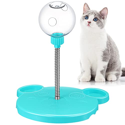 Skylety Cat Treat Dispenser Toy, Interactive Cat Feeder Toy for Indoor, Slow Feeder Spring Toys for Cats Small Dogs Hunting Exercising, Blue