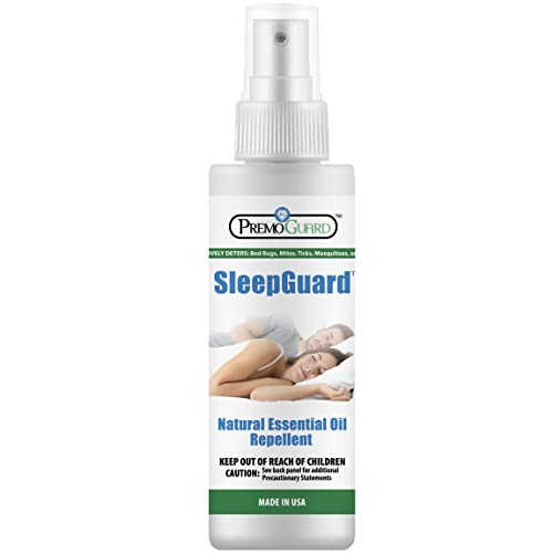 Sleep Guard by Premo Guard 4 oz – Bed Bug, Mite, Tick, Mosquito, and Insect Repellant Spray – DEET Free Natural Essential Oils – 100% Effective – Best Protection for Restful Sleep – Pet & Family Safe