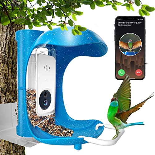 Smart Bird Feeder with Camera, App Notification, AI Recognition and Automatic Bird Sensing, Outdoor Wild Bird Feeder That can Identify Most Birds, Bird House Bird Feeder with Built-in Microphone