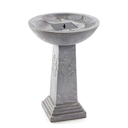 Smart Solar 42601M01 Solar Birdbath Fountain, 29", Weathered Stone