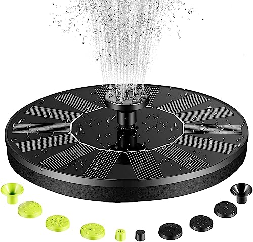 Solar Bird Bath Fountain, 1.4W Solar Powered Fountain Pump with 2 Packs of 10 Easy Install Nozzles, with 4 Fixed Rods Solar Bird Bath Fountain Pump for Pond, Pool, Fish Tank, Aquarium and Garden