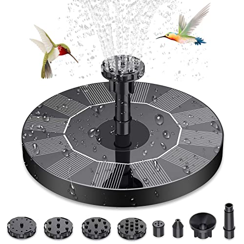 Solar Fountain, 6.3" Solar Fountain Pump for Bird Bath, Solar Water Fountain with 6 Nozzles and Fixer, Solar Bird Bath Fountains for Outdoors, Fish Tank, Garden, Pond, Pool and Aquarium