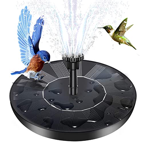 Solar Fountain, Solar Water Fountain with 6 Nozzles and Fixer, 6.3" Solar Fountain Pump for Bird Bath, Fish Tank, Garden, Pond, Pool and Aquarium (Black)